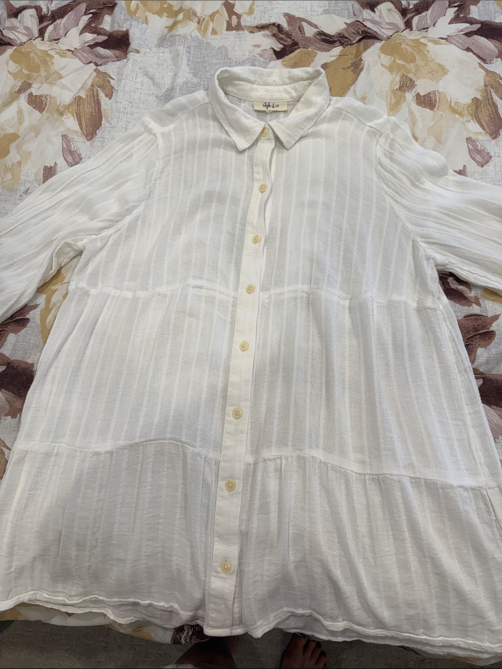 Style & Co. White Button-Front Tunic